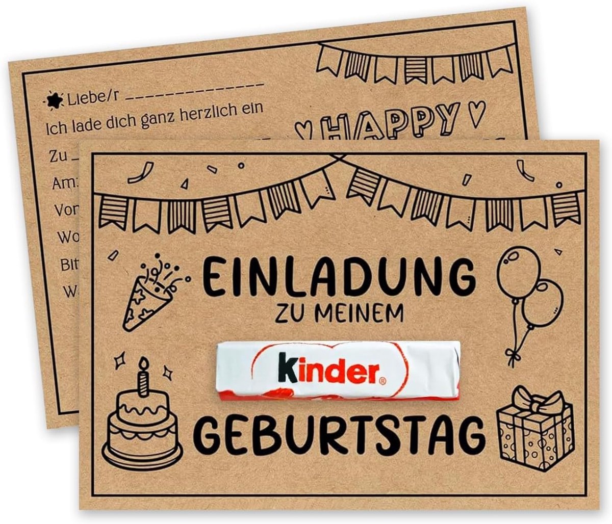 SnelShoppen - Uitnodigingskaarten Kinderverjaardag Kraftpapier - 15 Feestuitnodigingen voor Jongens en Meisjes - Zelf Vorm Geven - Verjaardag Kaarten