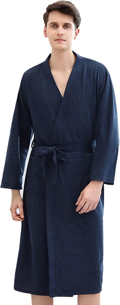 SnelShoppen - Unisex Wafel Badjas voor Heren en Dames - Ademend Kimono Gewaad - Perfecte Huiskleding voor Koppels en Spa - Elegante Dunne Mantel in Ef