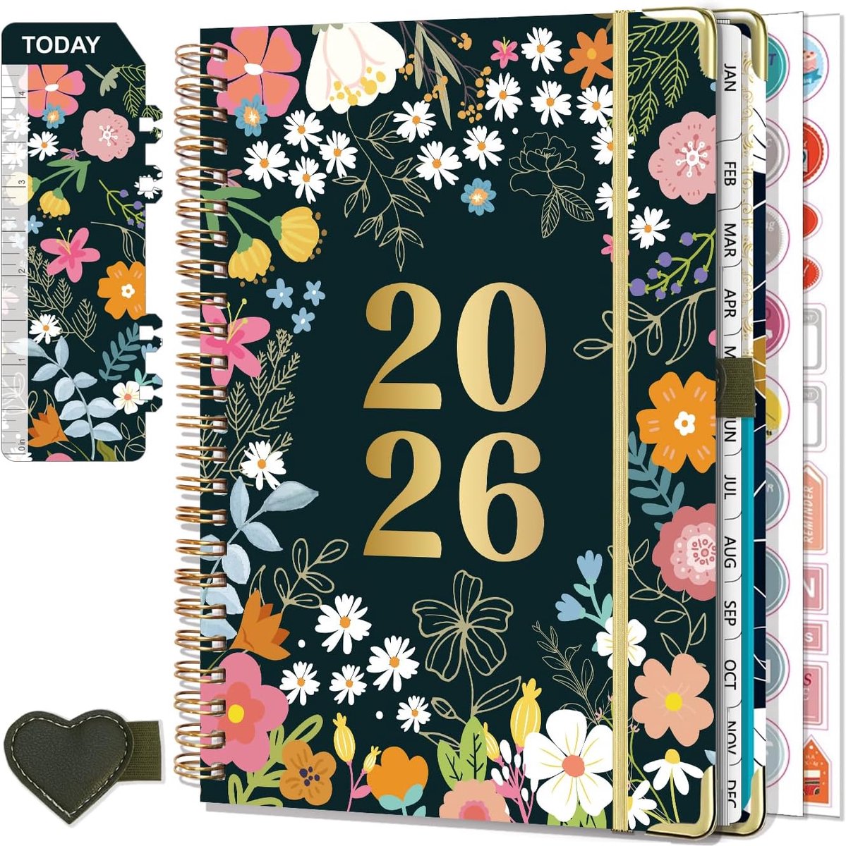 SnelShoppen - NEYSA Agenda 2026 Weekplanner A5 Academisch Dagboek Week to View met Penlus, Liniaal, Stickers, Januari-December 2026