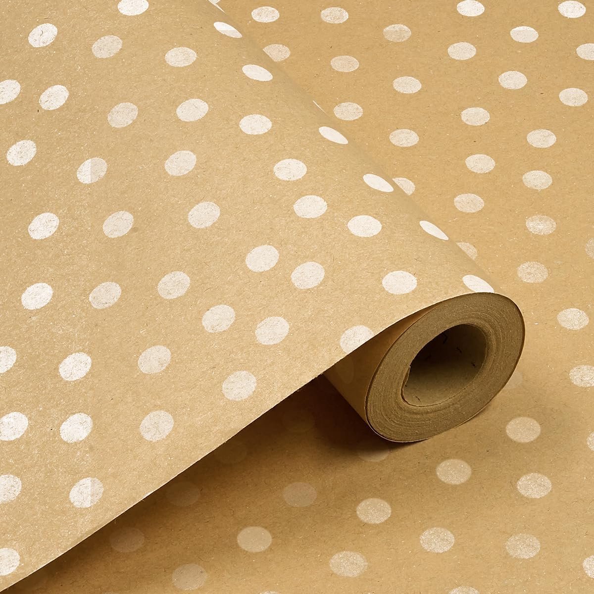 SnelShoppen - Verjaardagscadeaupapierrol 43 cm x 15 m - Recyclebaar Kraftpapier Bedrukt met Stippen - Perfect voor Verjaardagen, Bruiloften, Kerst en