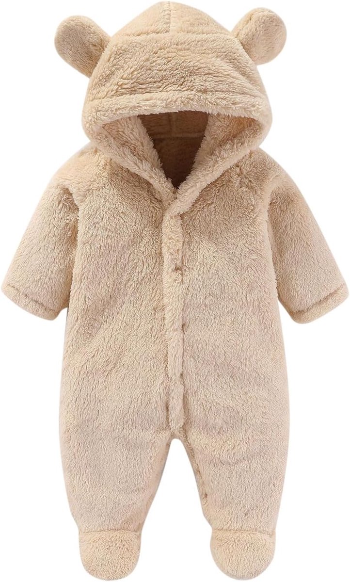 SnelShoppen - Neonpool Baby Fleece Voetpak Sneeuw Overall Winter voor Jongens en Meisjes - Geel - 0-3 Maanden - Comfortabele Romper & Jumpsuit voor Ko
