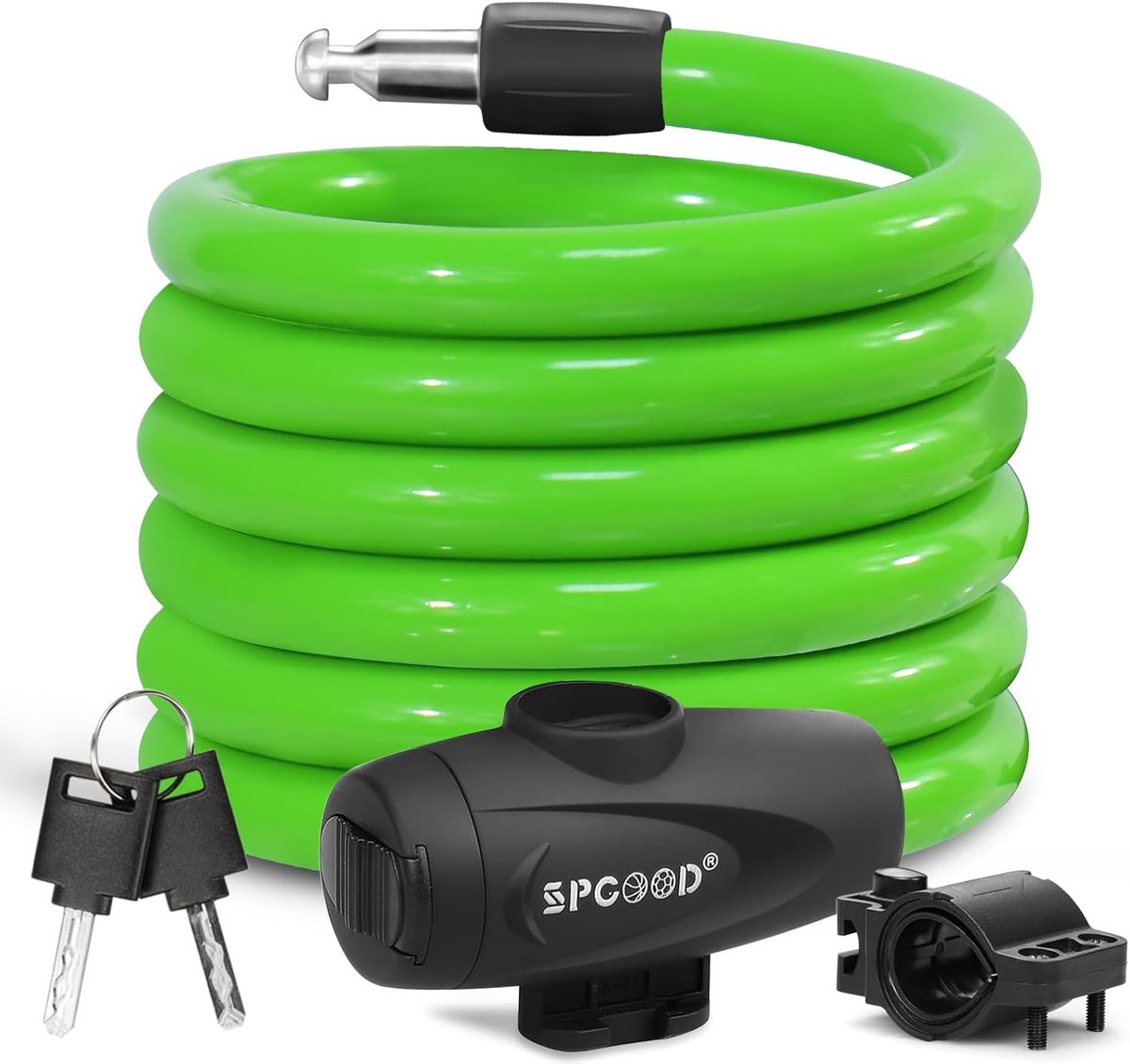 SnelShoppen - Fietsslot 120cm/12mm, Hoog Beveiligingsniveau Spiraal Kabelslot met 2 Sleutels, Anti-Diefstal voor Fiets, Scooter, Motor, Driewieler - G