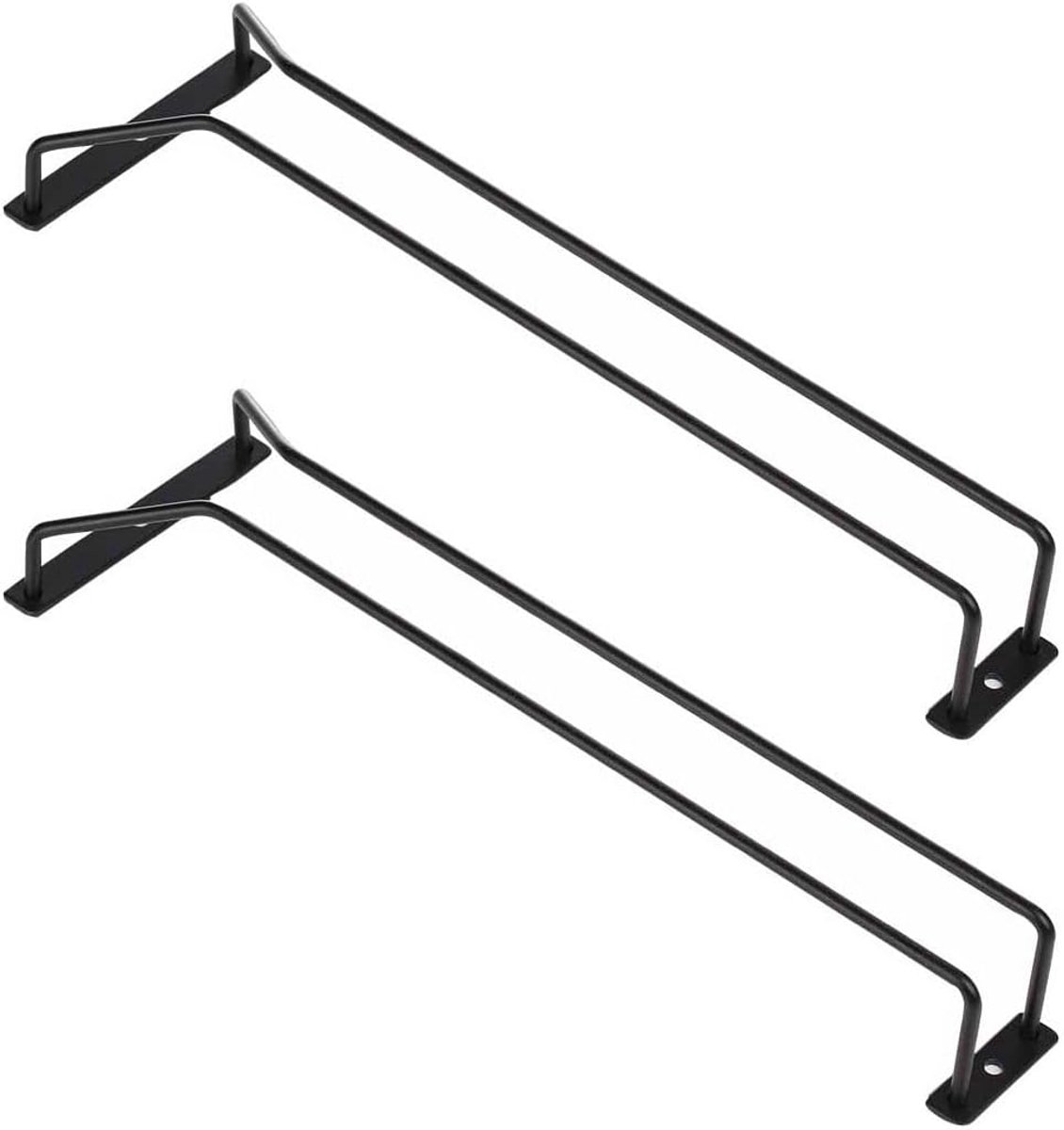 Thijox - 2 stuks Wijnglas Rack Onder Kast Zwart, Metalen Wijnglas Houder voor Bar, Eetkamer, Stemware Rack Onder Plank, Decoratieve Wijnglazen Opslag