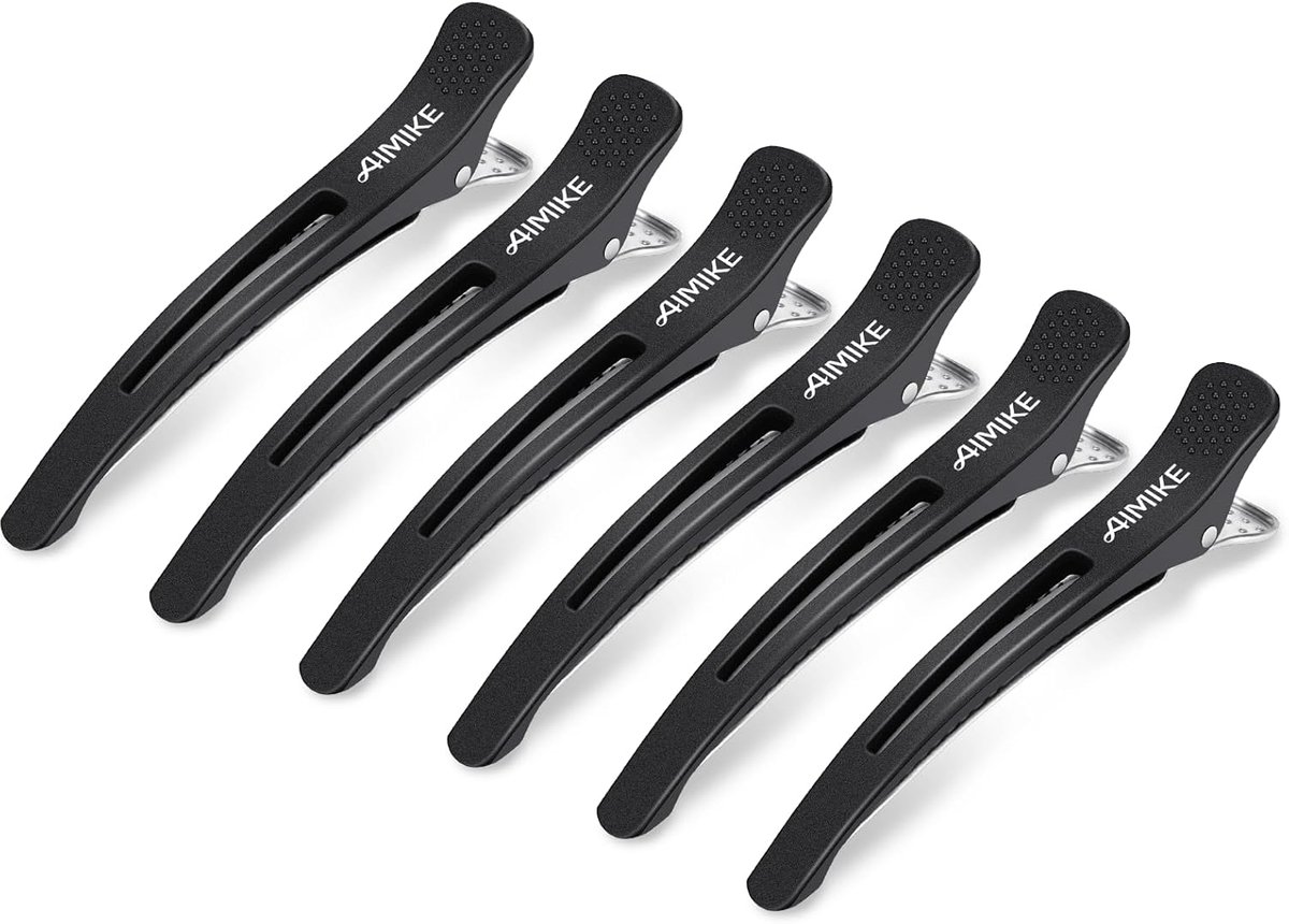 Thijox - 6 Stuks Professionele Antislip Haarclips voor Styling - Zwart 10,9 cm - Haarspelden zonder Eendenafdrukken voor Kappers en Thuisgebruik