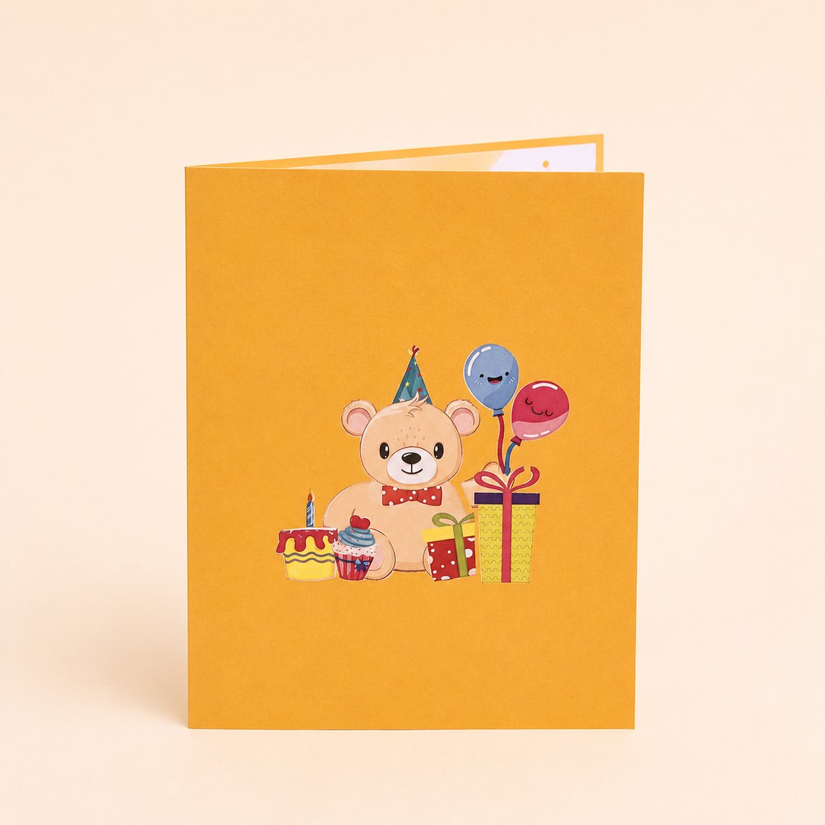 Paperbloom 3D Pop-Up Verjaardagskaart met Teddybeer, Cadeaus en Ballonnen – Felicitatiekaart voor Kinderen en Volwassenen