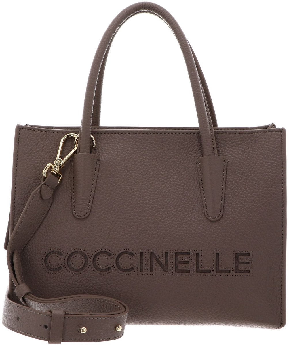 COCCINELLE Leren handtas schoudertas Myrtha26 Handbag Grained Leather Warm Taupe