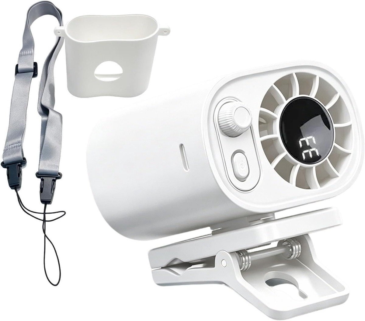 Draagbare Klemventilator - Mini Koelapparaat - Persoonlijke Verkoeling - 100 Snelheden Instelbaar - 7x9x7 cm - Wit
