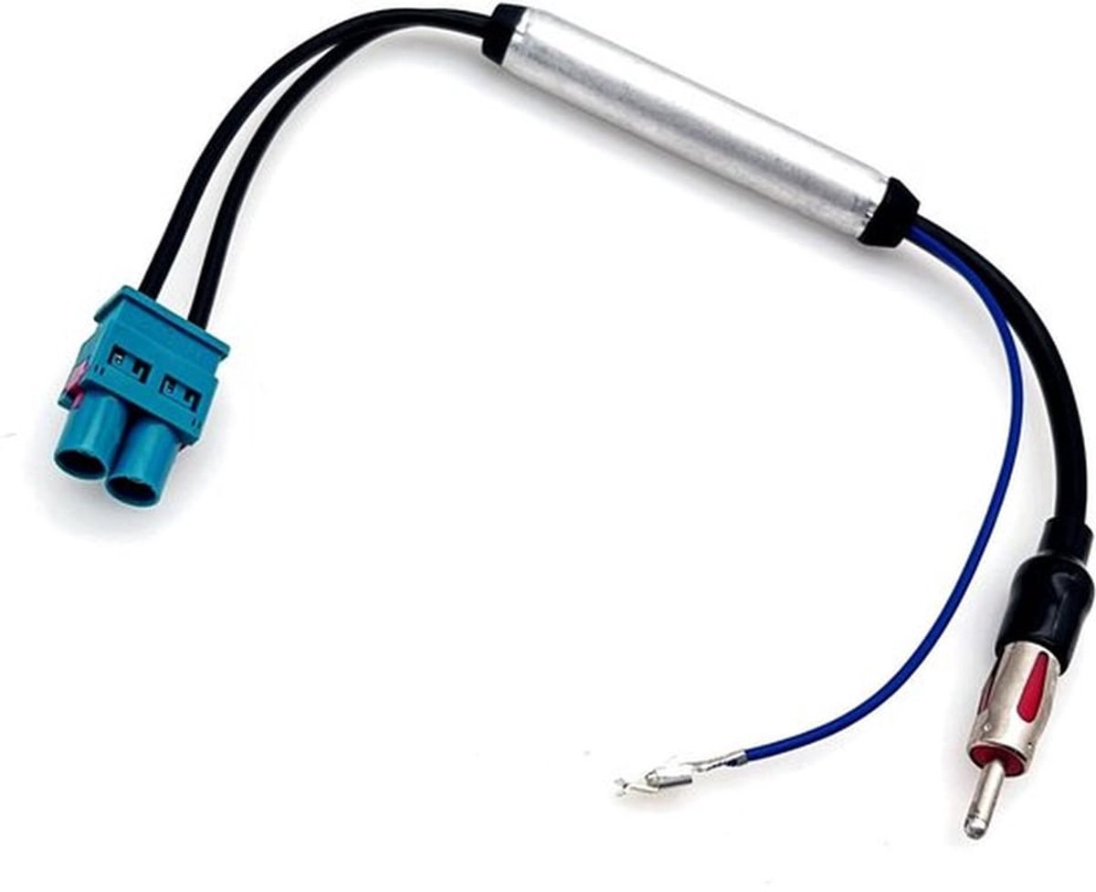 Dual Fakra (Z) naar DIN-stekkerconverter, autoradio-stereo-hoofdeenheidontvanger, universele autoradio FM AM-antennesignaalversterker-versterkeradapter voor Audi Volkswagen