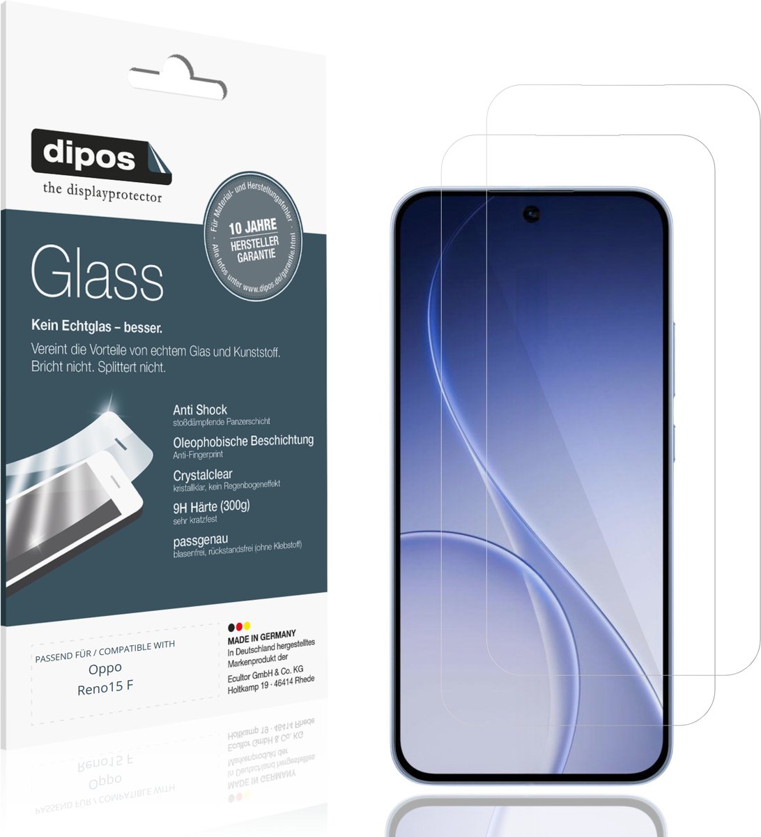 dipos – 2x Pantserfolie geschikt voor Oppo Reno15 F | 9H Screenprotector