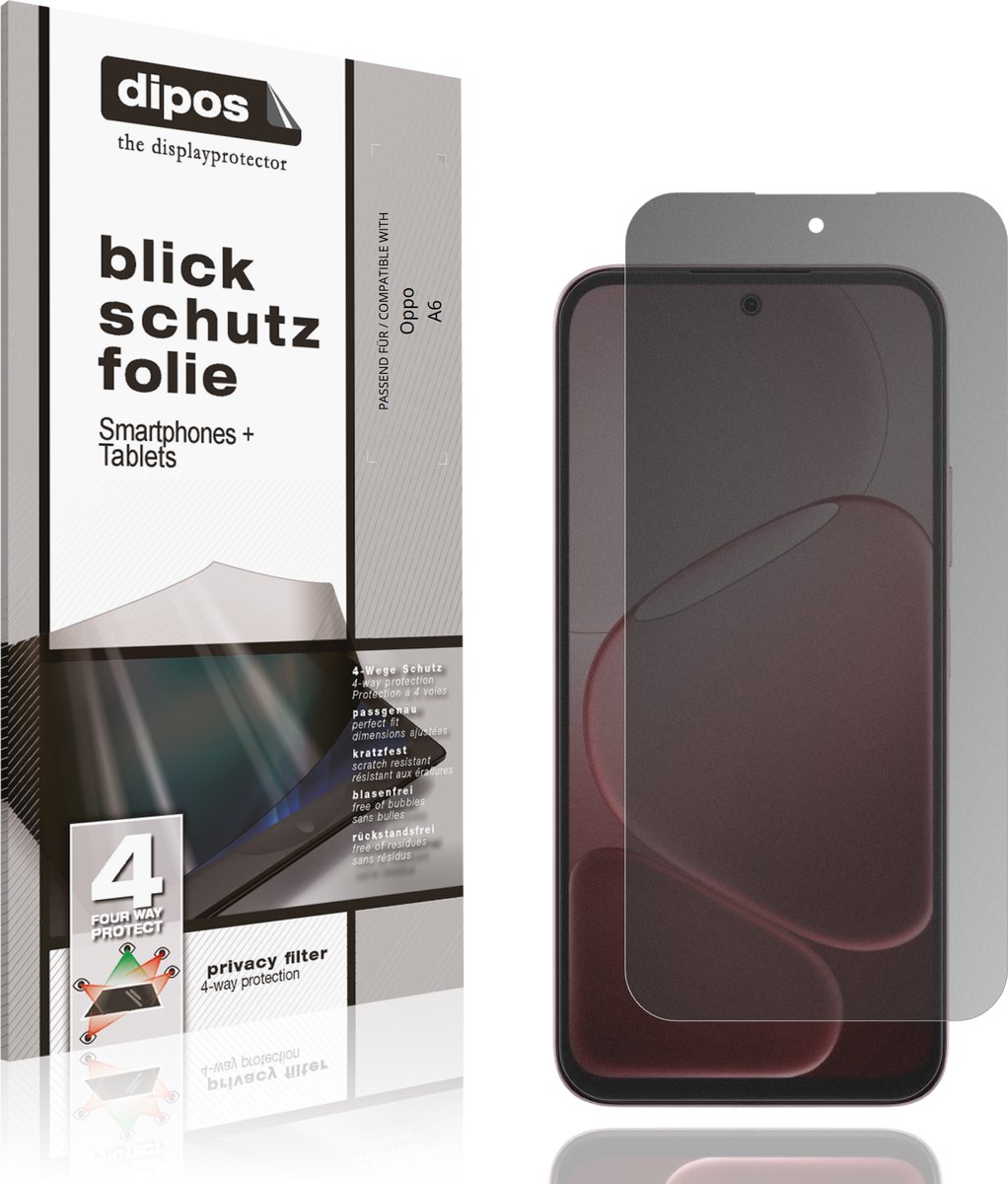 dipos – Matte Privacy Screenprotector geschikt voor Oppo A6 | Anti-Spy Beschermfolie