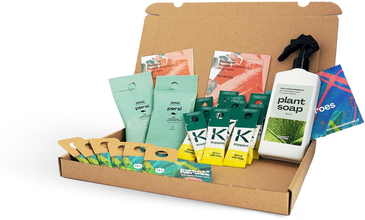 Spint Bestrijden - Jungle Pakket tegen Spint - voor 20 Planten of 15 m² - Bescherm Kamerplanten, Moestuin & Kas - 100% gifvrij - 1000 Persi Roofmijten, 1000 Nicus Roofmijten en 250ml Plant Soap - Biologische Bestrijding van Spint
