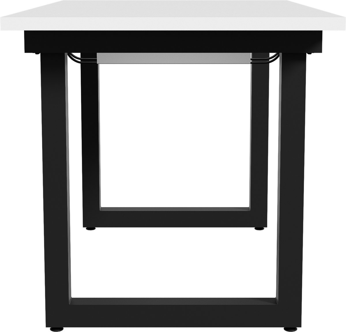 MEUNIQ eettafel industrieel uitrekbaar rechthoekig met zwart stalen frame en wit tafelblad, tafel voor eetkamer of keuken, 96,52 x 78,74 x 15,88 cm