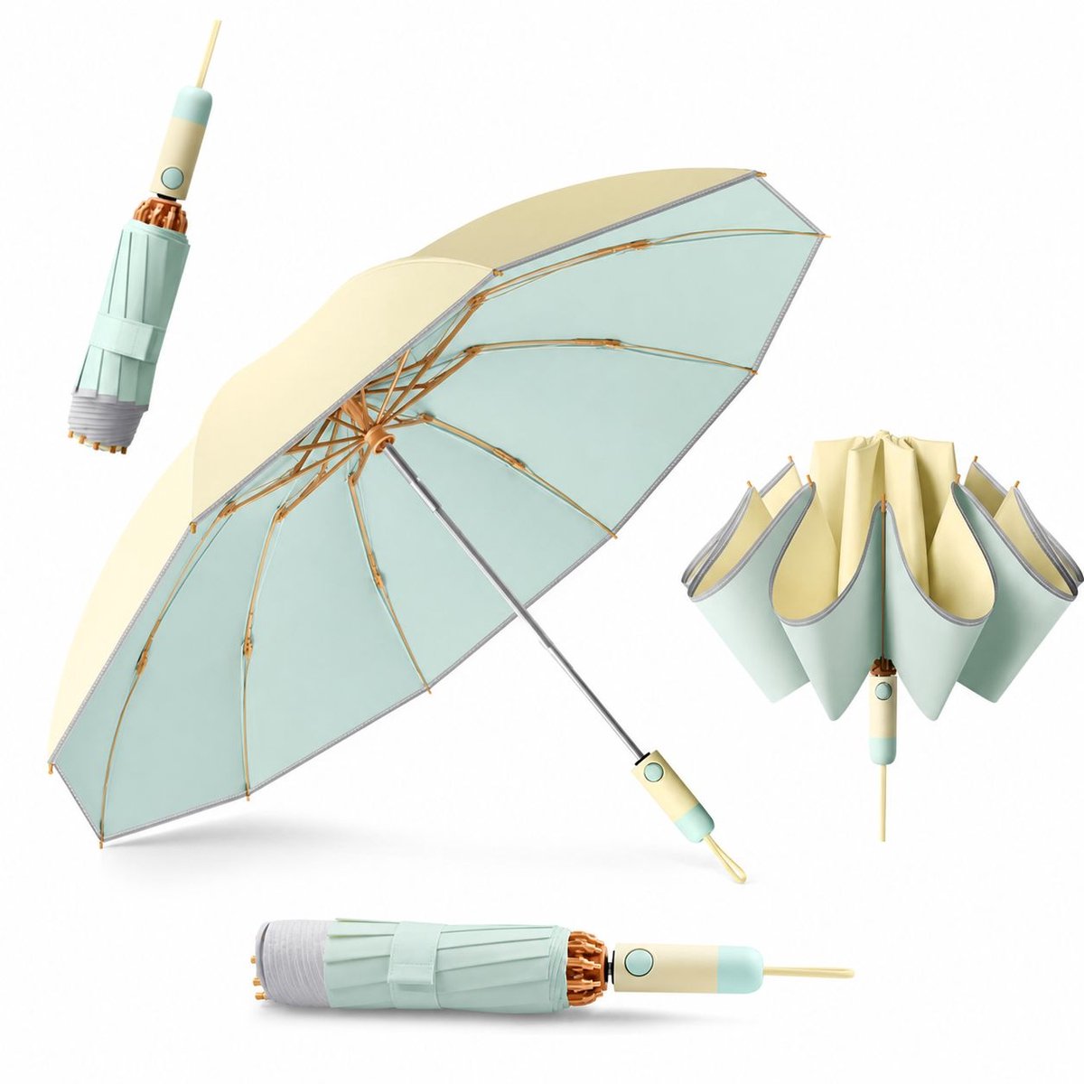 VHV-Automatische Omgekeerde Paraplu - Kleurrijke UV-werende Paraplu met - 99% UV-bescherming en Isolatie - Windbestendige Opvouwbare Paraplu voor Dames - 105cm Diameter