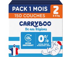 SnelShoppen - Wegwerpluiers maat 2 (3-6 kg) - 150 stuks - Duurzame en lokale luiers uit Frankrijk - Natuurlijke samenstelling - Babyverzorging
