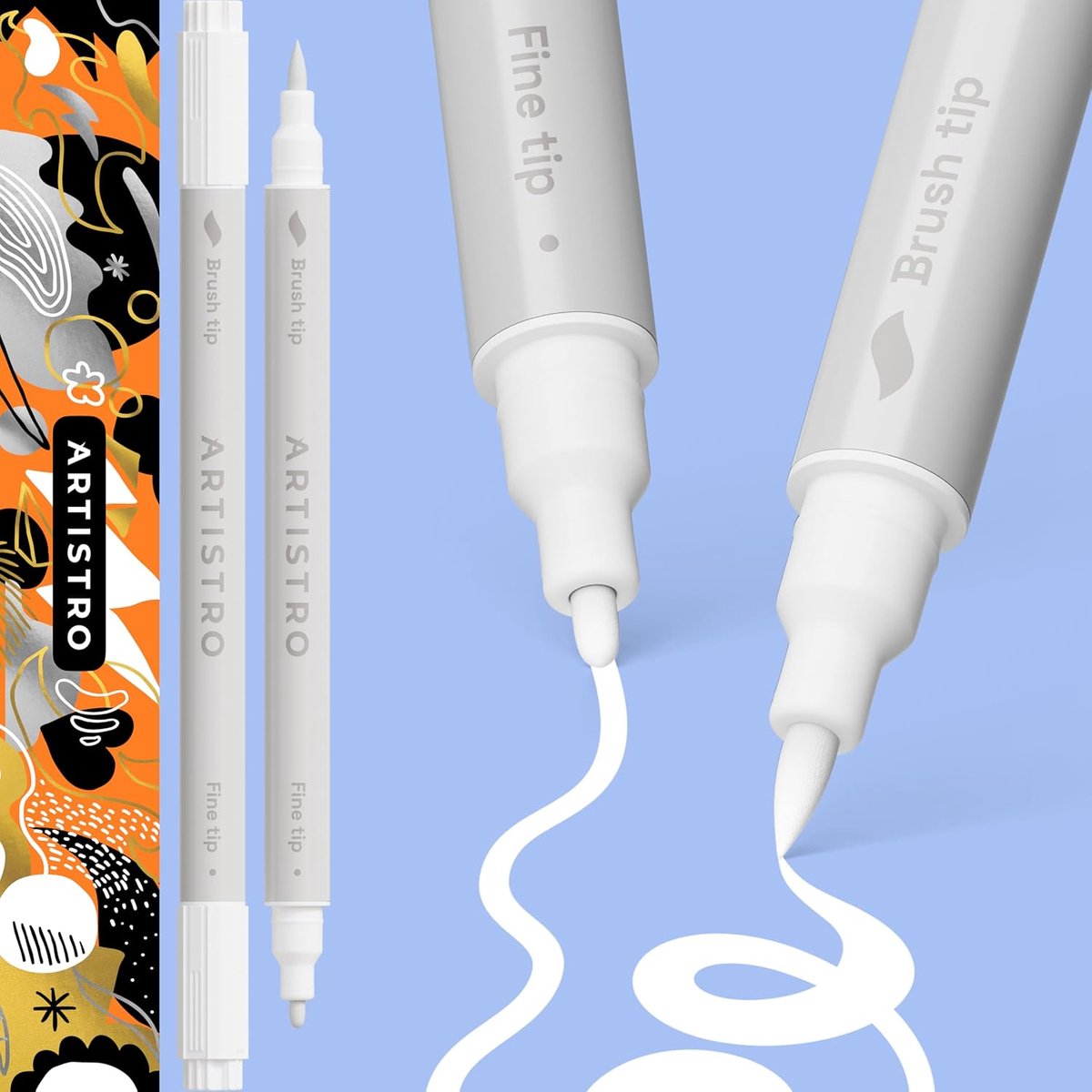 SnelShoppen - Acrylic Paint Pens Set met Dubbele Tip – 2 Stuks, Multisurface Markers voor Textiel, Plastic, Hout en Meer, 1mm Fijne Tip en Borstel Tip