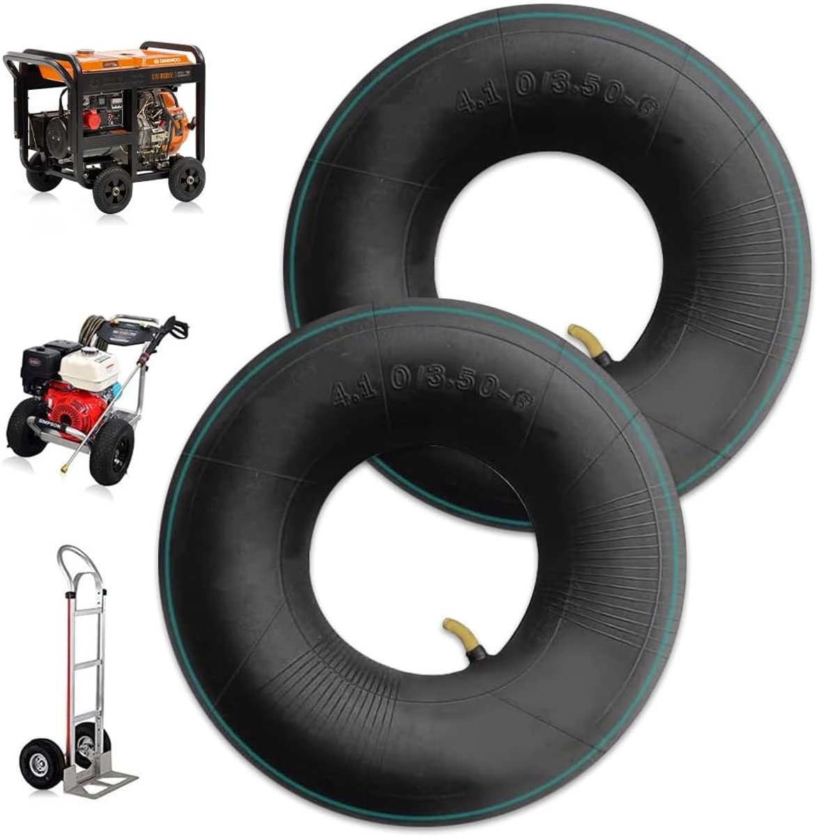 SnelShoppen - Wheelbarrow Wheel Hose 2 Stuks - Binnenband Vervanging voor Tuinwagens, Mowers, Handtrucks 4.10/3.50-4 - Stevig, Lekvrij en Eenvoudig te