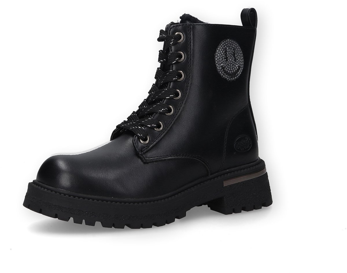 Dockers by Gerli Meisjes Boots Veterlaarzen 55SV705-610155 Zwart Zilver