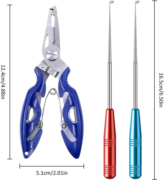SnelShoppen - Multifunctionele Vis Pliers Set met Haak Verwijderaar - 3 Stuks RVS Visgereedschap, Draagbare Haak Verwijderaar, Snelle Zeef vis Haak Ve van Snelshoppen — afbeelding 5