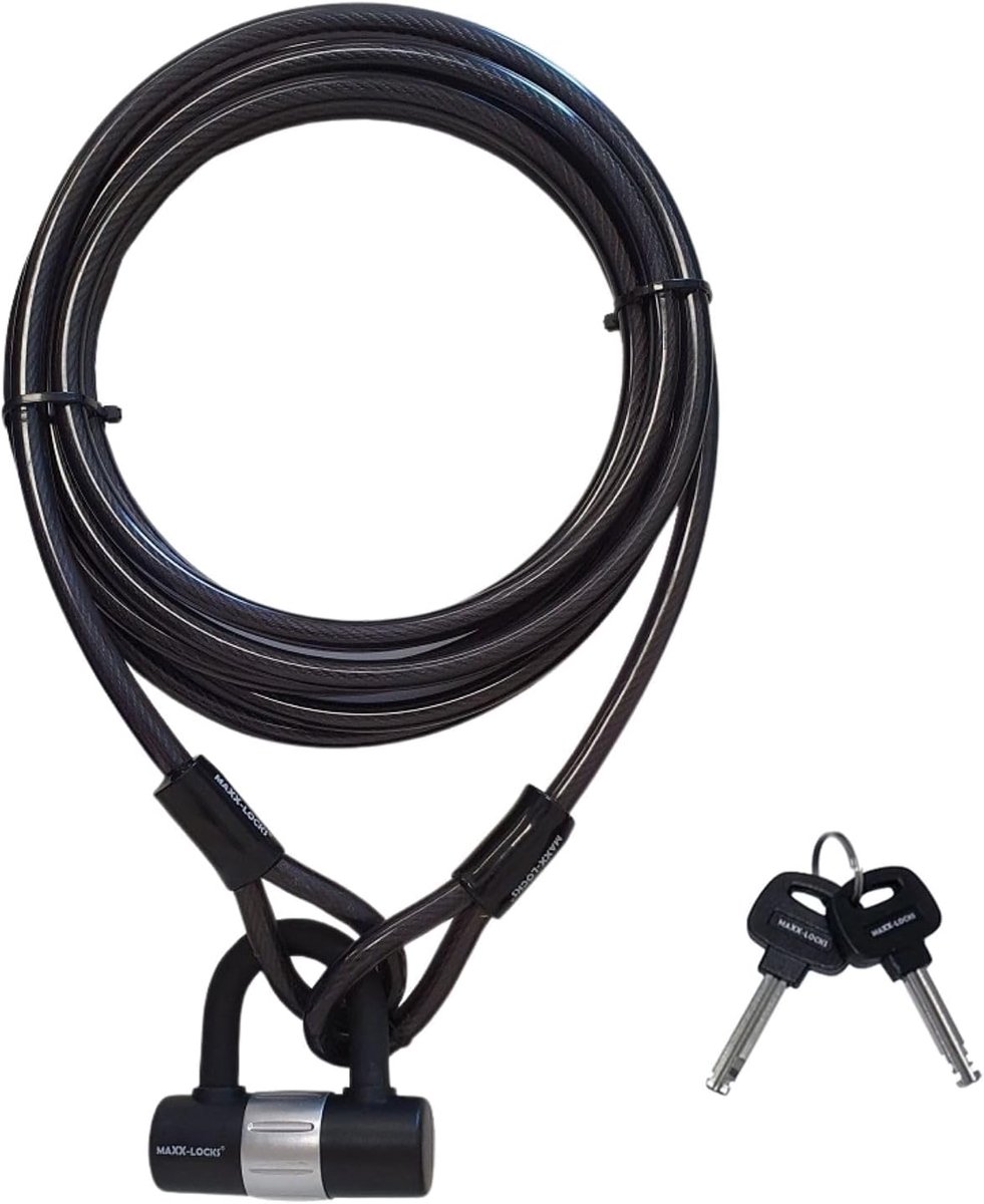 SnelShoppen - Kabelslot 3 m - Stalen Kabel met Lussen en Slot | Bootslot - Geschikt voor Fietsen, Tuinmeubelen en Terras - 12mm Dikte