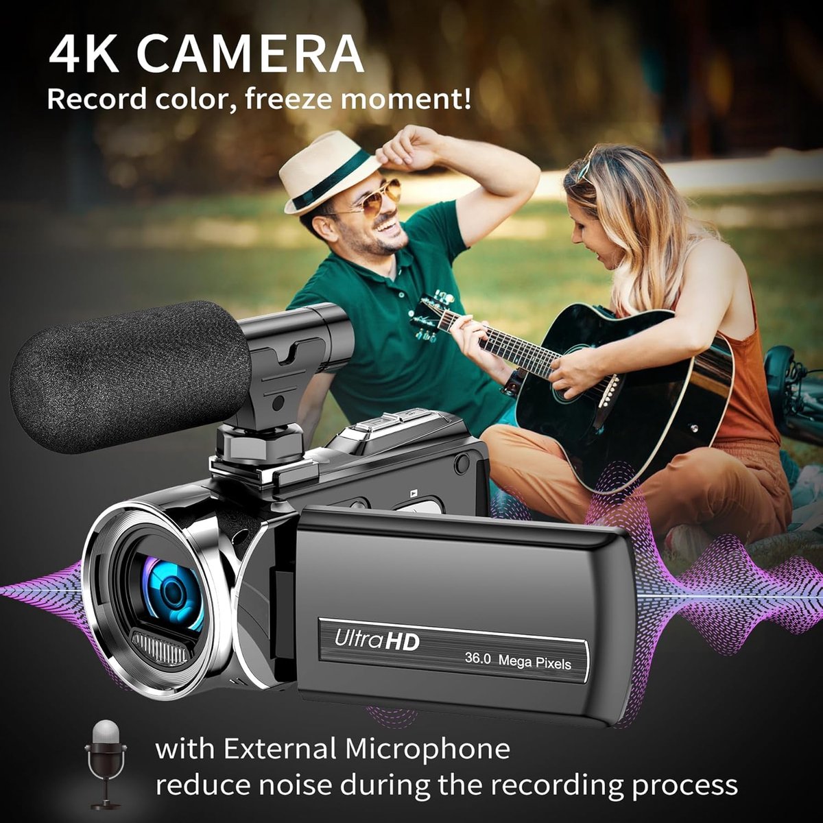 SnelShoppen - Video Camera Camcorder 4K 36MP Vlogging Camera voor YouTube, 30FPS Digitale Camera met 18x Zoom, 3.0 Inch Draaibaar IPS Scherm, Inclusie thumbnail 3