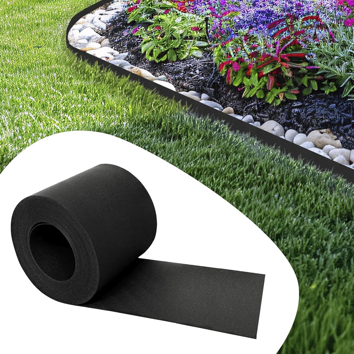 SnelShoppen - Flexible TapeBORDER Tuinrand, Plastic Bedrand, 10 m Lang, 14 cm Hoog, Zwart, Ideaal voor Tuin, Bloembedden, en Grasvelden