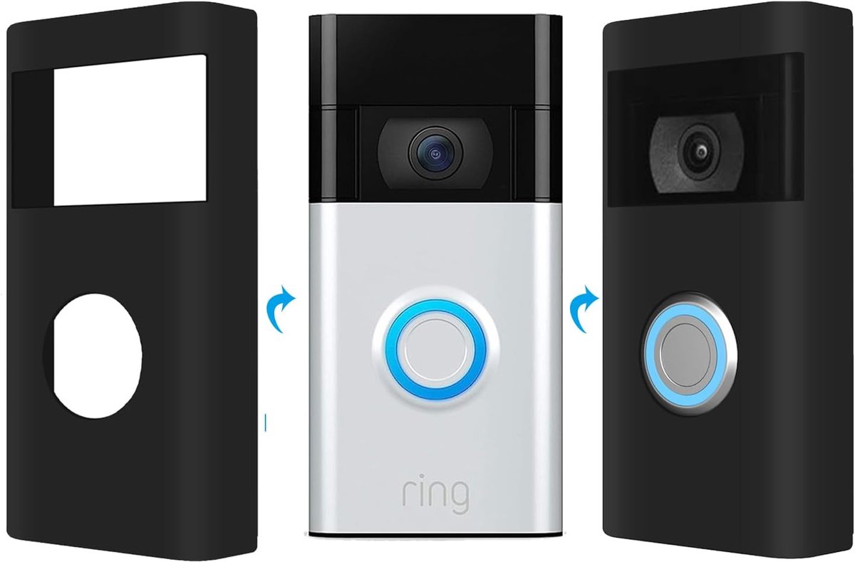 SnelShoppen - Silicone Beschermhoes Geschikt voor Ring Videodeurbellen Plus/2e Gen - UV en Weerbestendig, Hoogwaardige Silicone, Duurzaam, Bescherming
