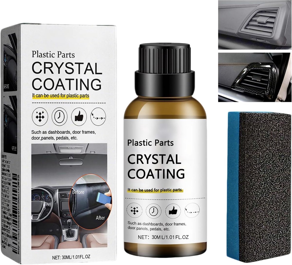 SnelShoppen - Plastic Auto Cleaner Dashboard Cleaner 30 ml - Voor Alle Voertuigen - Matte en Verouderde Plastic Oppervlakken - Duurzame Bescherming en