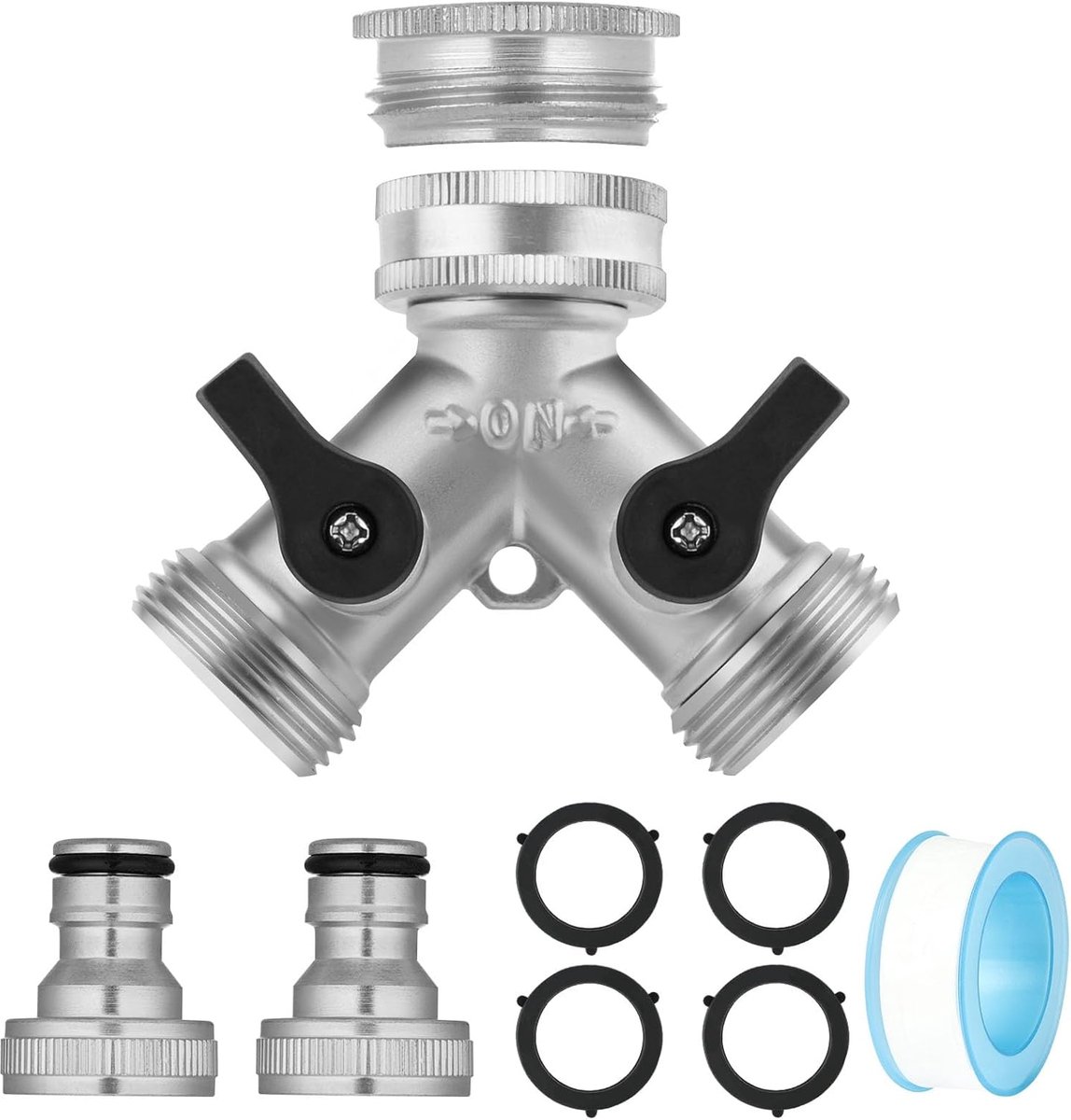 SnelShoppen - 2-Weg Waterverdeler 3/4 Inch Y Verbinder Set, Messing Splitsers, Verstelbare Waterstroom, Tuinaccessoire voor Irrigatie en Wasmachine (Z