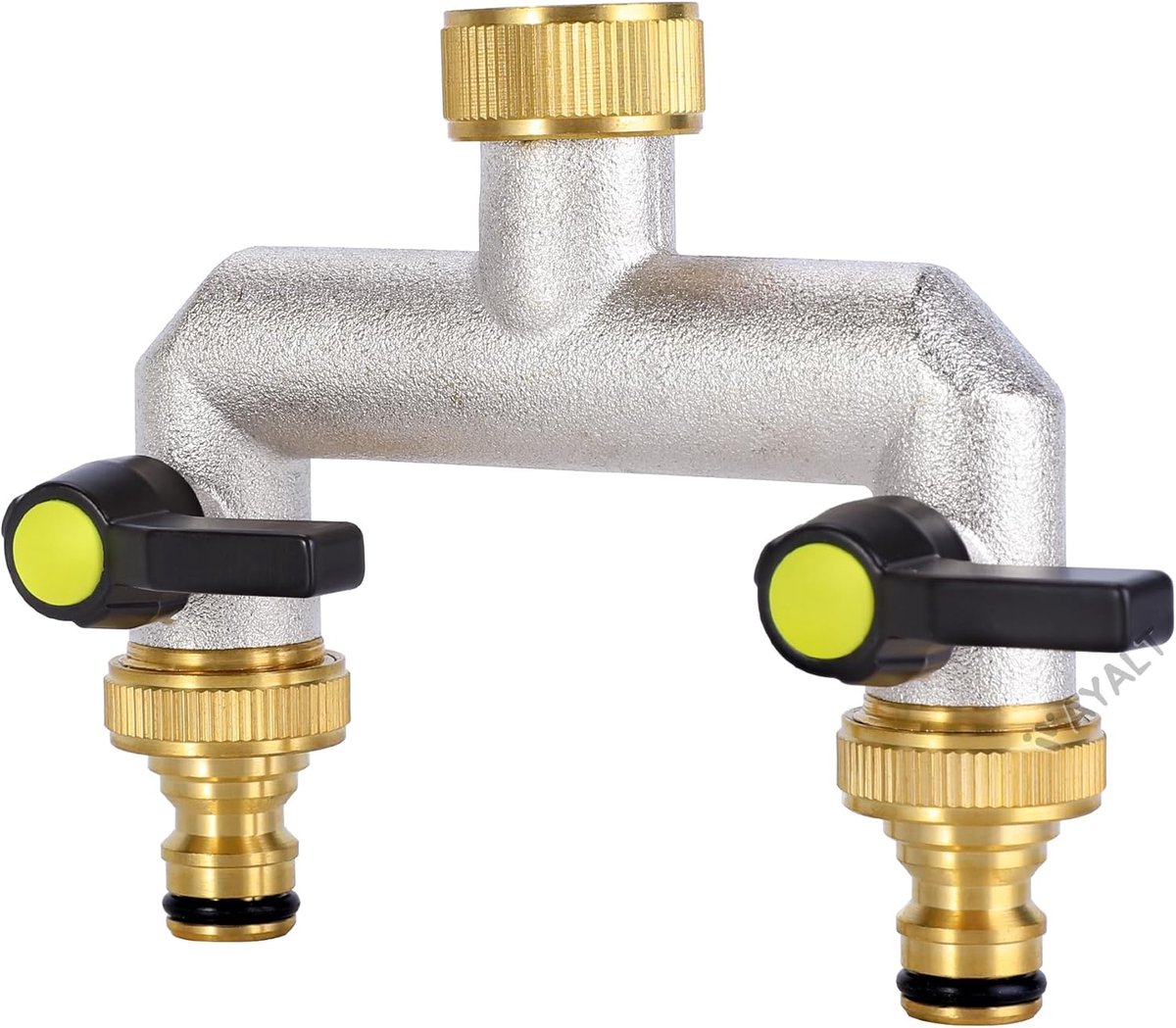 SnelShoppen - 2-way Water Distributor, Waterverdeelstuk 3/4 inch Messing, Tuinslang Aansluitingen met 3/4 inch Adapter, Kogelklep voor Waterafsluiting