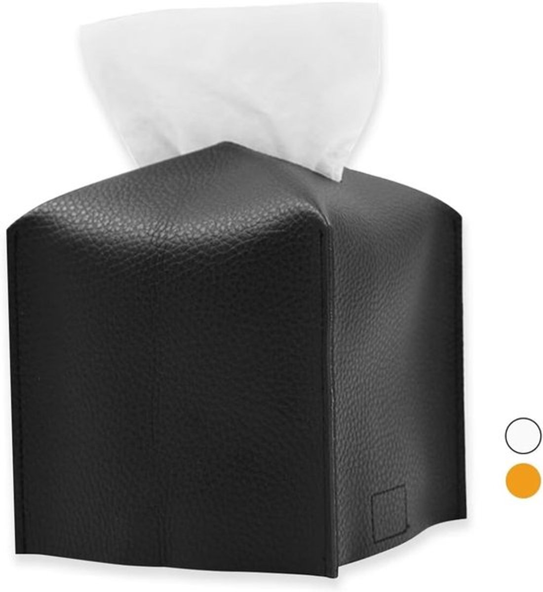 Tissuebox, moderne leren tissuebox, oplaadbaar, geschikt voor thuis/toilet/woonkamer/kantoor/badkamer/auto, 13 x 13 x 13 cm - enkele maat - zwart