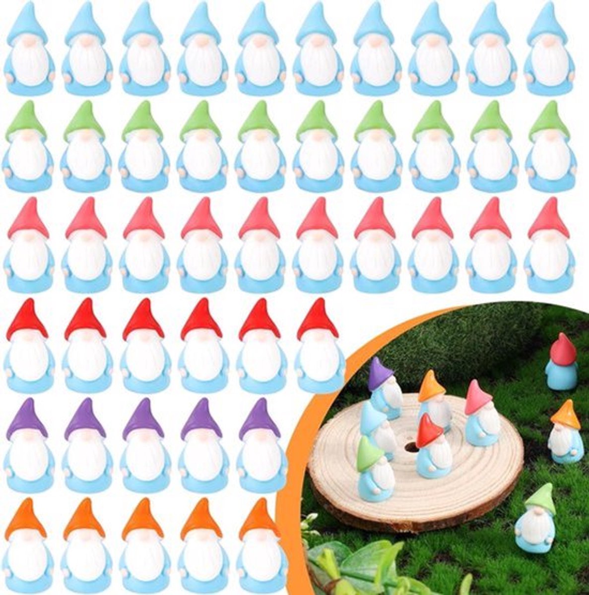 Miniatuur Kabouterbeeldjes - Set van 60 stuks - Voor Buiten Patio Tuin Gazon