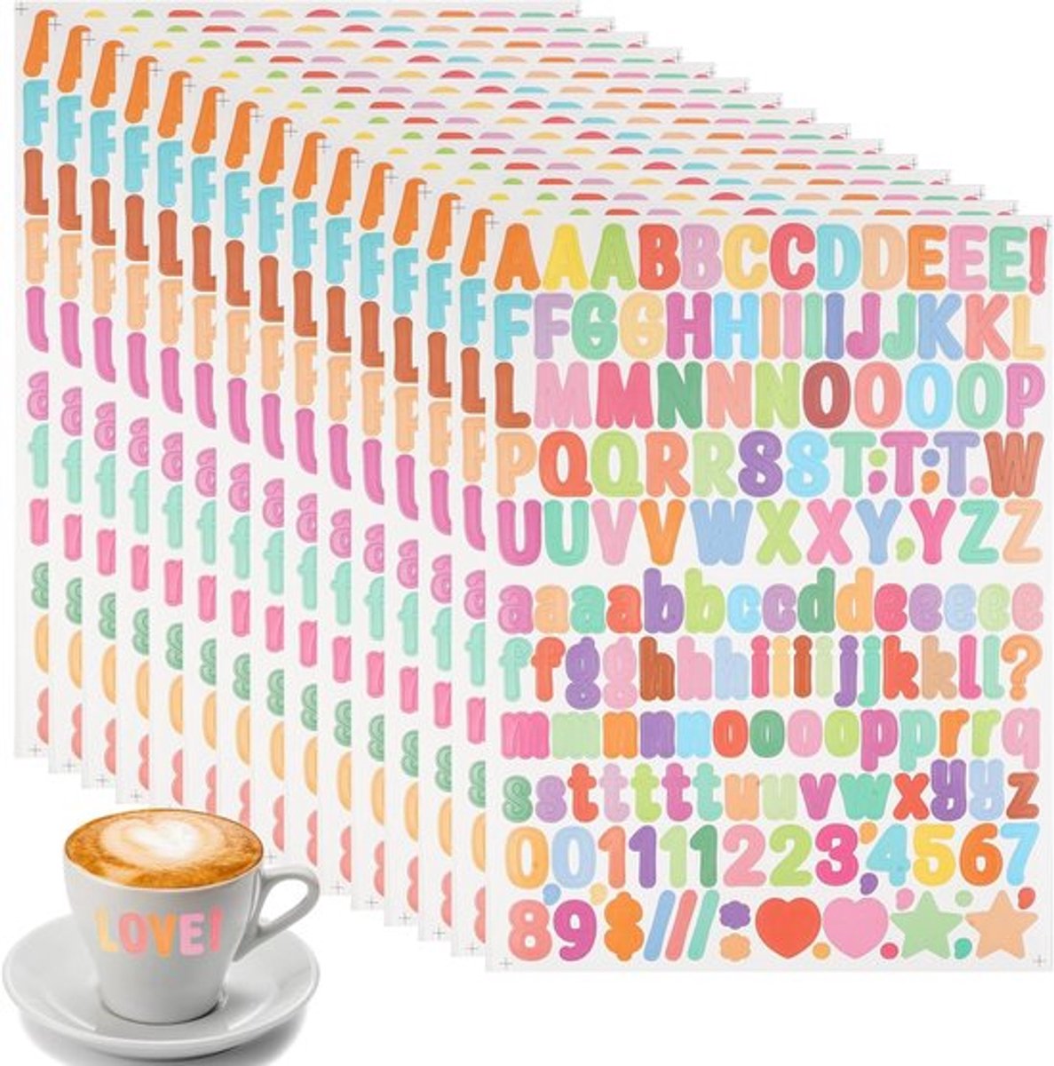 15 vellen zelfklevende vinyl letterstickers - kleurrijke cijferset voor poster, brievenbus, decoratie en doe-het-zelf handwerk