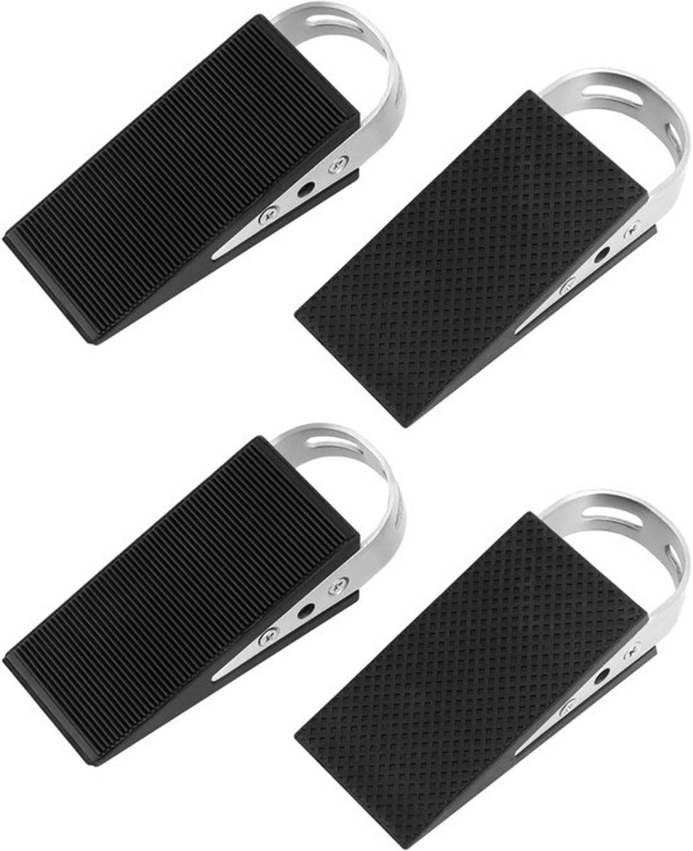 4 stuks rubberen deurwiggen, deurstop, deurstopwig, antislip onderkant, zwart, geschikt voor zware deuren, glazen deuren en meer
