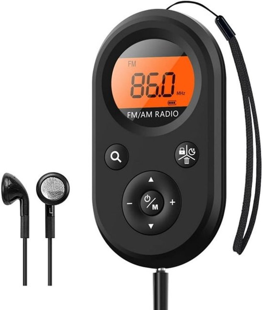 Draagbare AM/FM-radio, persoonlijke zakradio, oplaadbaar, kleine digitale transistorradio, geschikt voor wandelen, hardlopen en joggen.