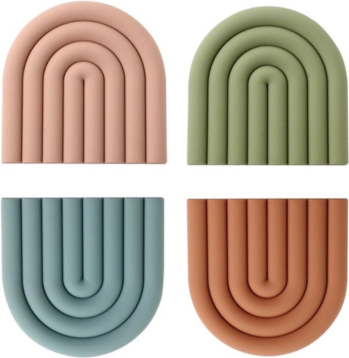 Kleurrijke siliconen onderzetters - siliconen pannenlappen - hittebestendige matten - hittebestendig en antislip, 4-pack