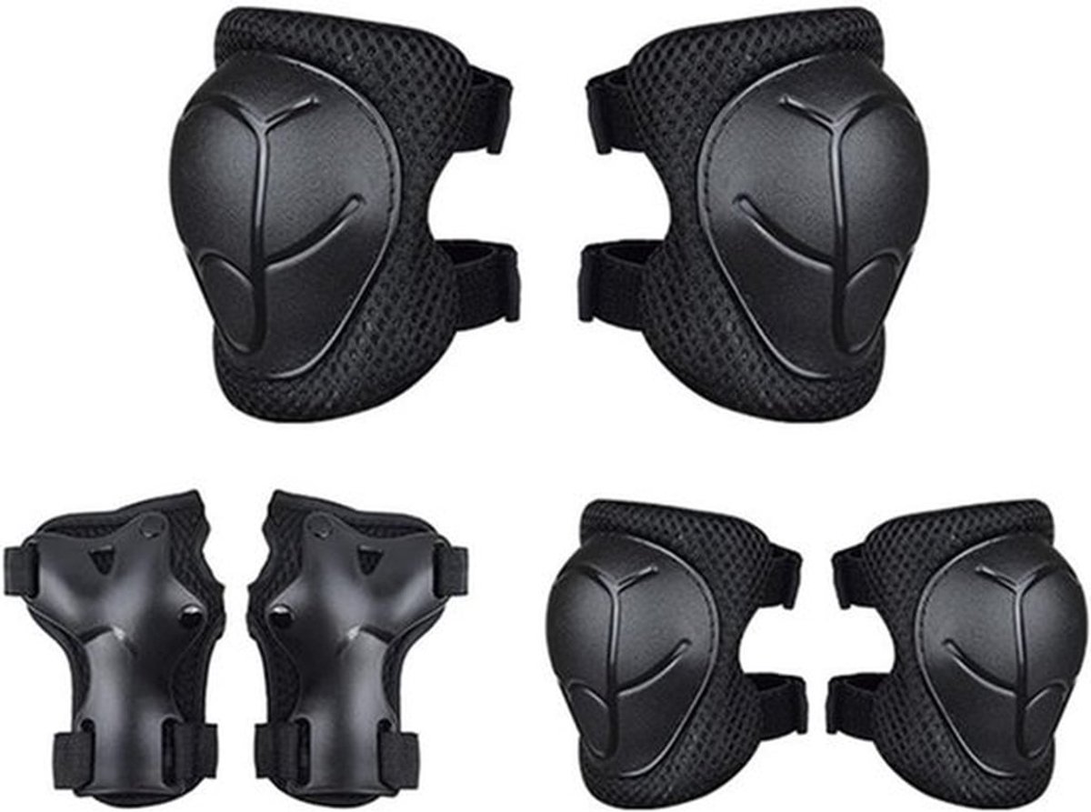 Skate Beschermset Kinderen - Skate bescherming - Skeeler Beschermset - Geschikt voor skaten, fietsen, fietsen, rolschaatsen, steps - knie- en elleboogbeschermers voor kinderen - kniebeschermersset - Zwart - Skatebeschermers