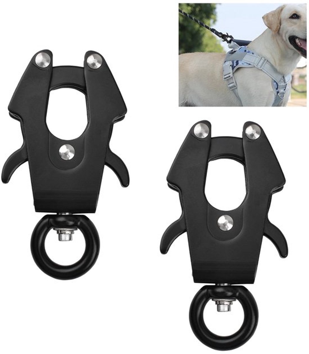 Frog Clip, 2 Stuks Ruimte Aluminium Vergrendelende Hondenriem Gesp met 750lbs Gewicht Capaciteit Snelle Ontgrendel Gesp Hondenriem Gesp 360 Graden Draaiende Clip (15mm Ronde Ring)