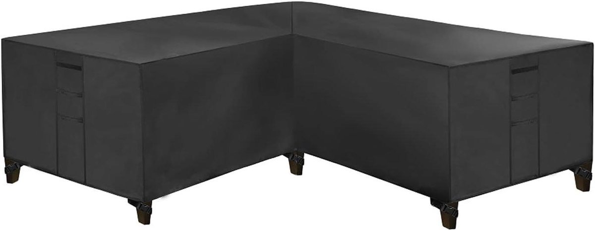 Hoekbankovertrek Tuin - L-vormigehoes - Meubels Beschermen - Waterdicht Oxford - 222 x 286 cm - Zwart