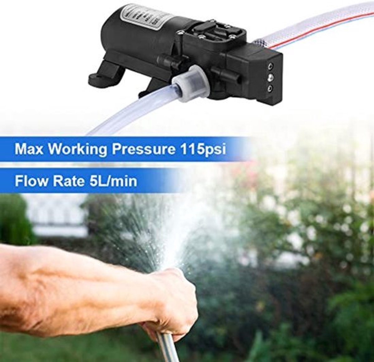 Waterpomp - 5 L/Min - Zelfprimerend 12 V 60 W Hoge Druk - 115 PSI - 10 x 16.7 cm