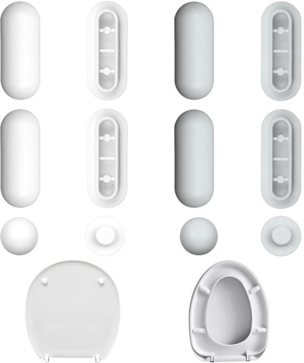 Set van 2 toiletbrilbuffers, bufferset voor toiletbrillen & decoratieve motieven, rubberen buffers voor toiletdeksels, schokdempers, bufferset, reserveonderdelen, accessoires, kunststof materiaal, eenvoudige montage