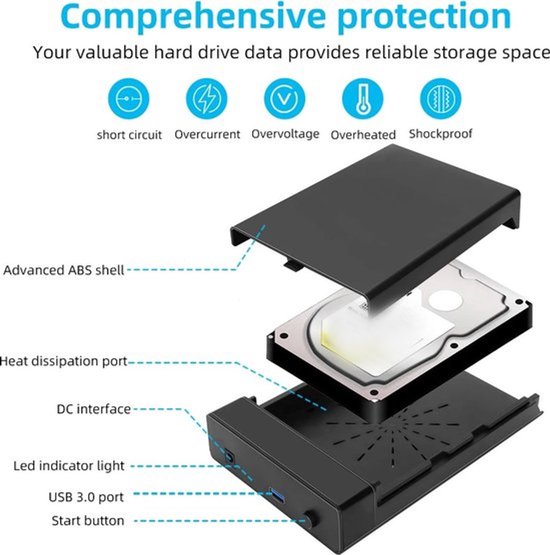 Externe Hdd Zaak 2.5/3. 5 SSD HDD Externe Harde Schijf Doos Behuizing 5Gbps/s Sata Naar Usb 3.0 Harde Schijf Geval Adapter van Merkloos — afbeelding 2