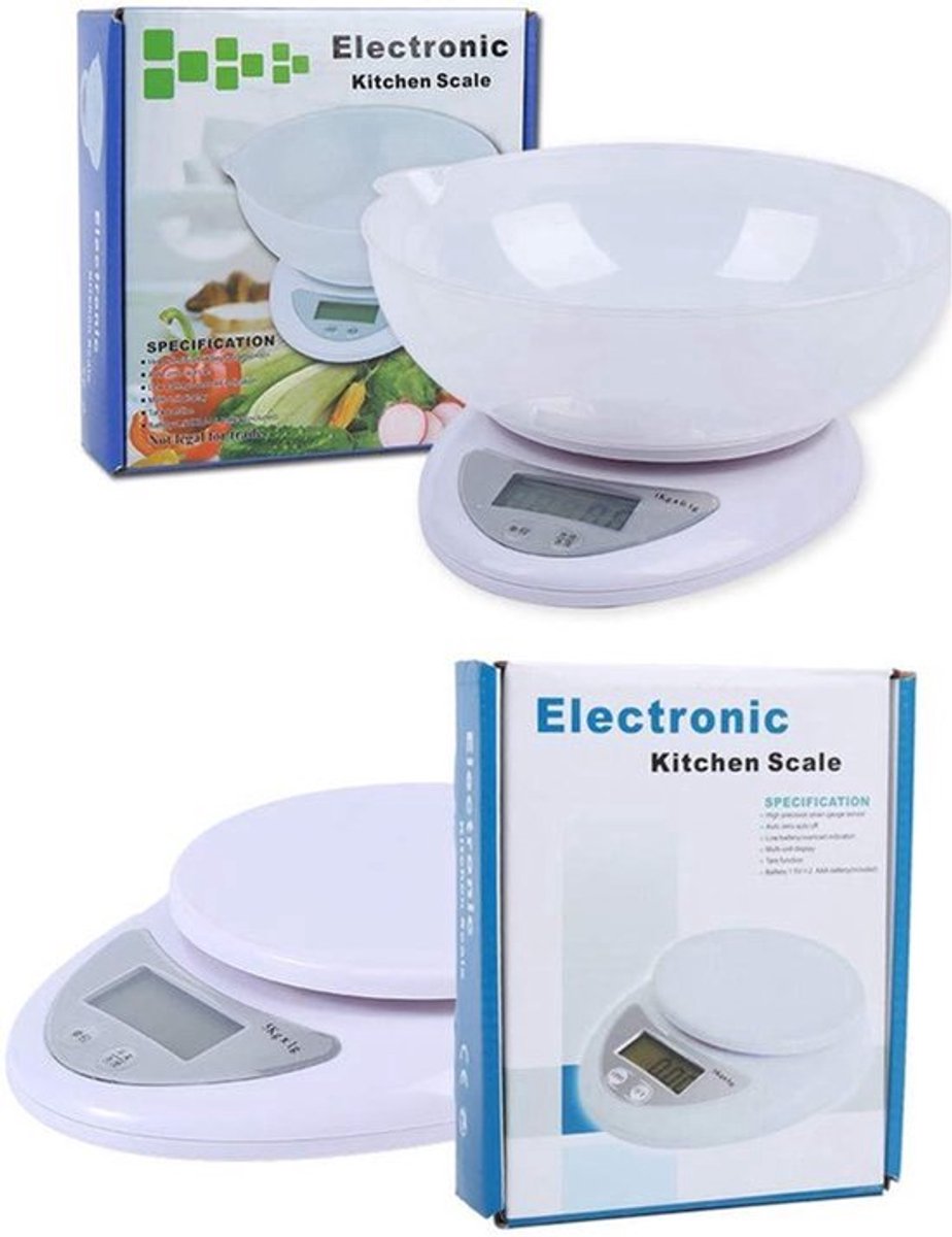 Digitale keukenweegschaal 5 kg (11 lb/1 g) - Draagbare gramweegschaal voor snacks, vloeistoffen en voedsel