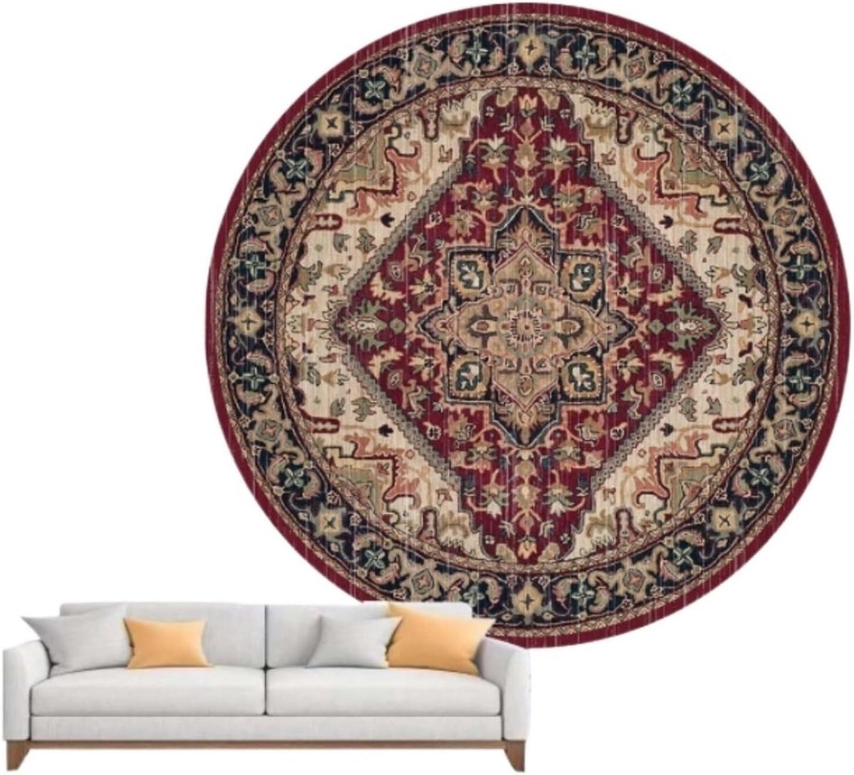 Rond Vloerkleed - Laagpolig Tapijt - Woonkamer Decoratie - Antislip Achterkant - 200cm Dia