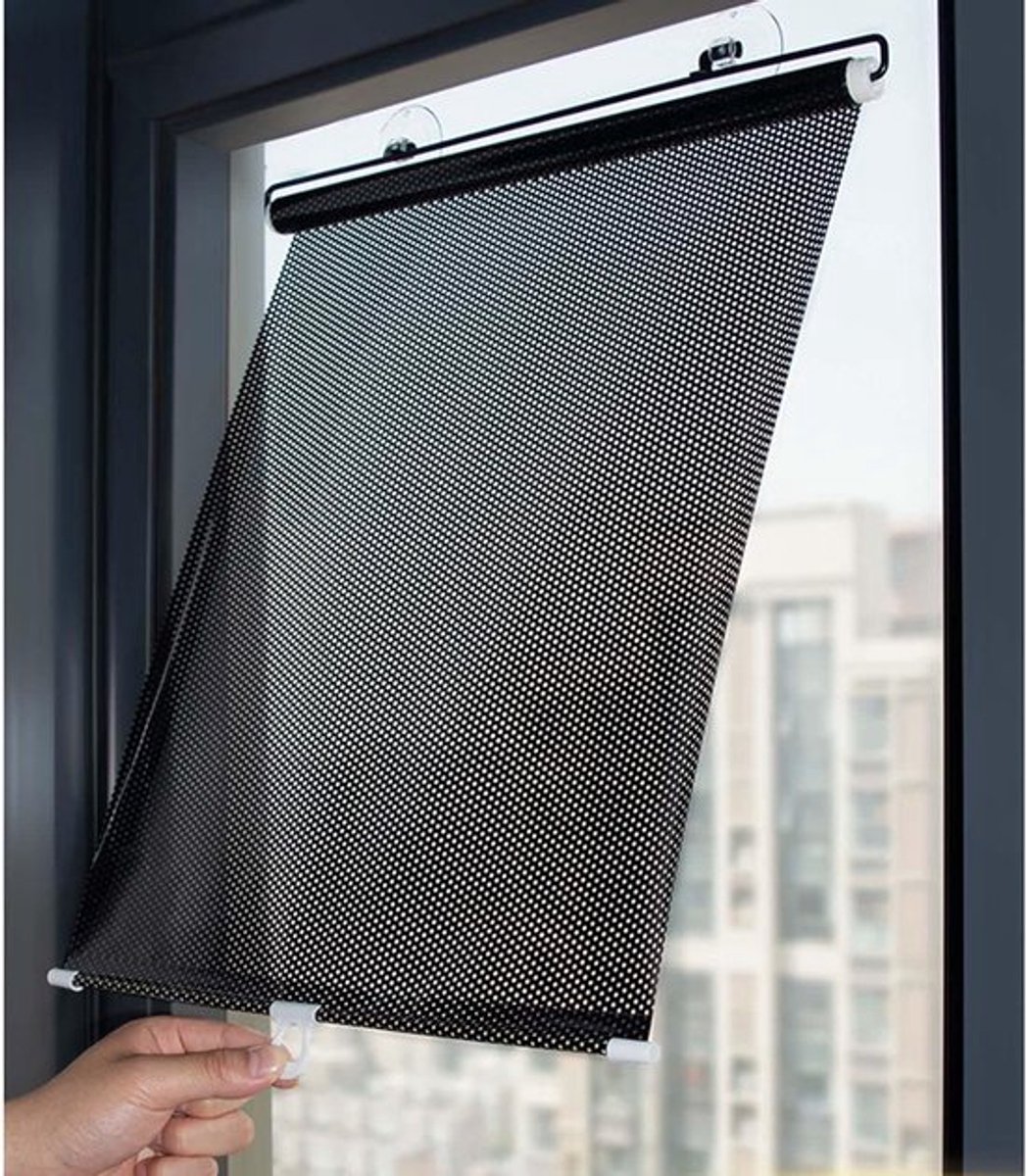 Verduisterend rolgordijn - 45 x 125 cm - Draagbaar, oprolbaar rolgordijn dat met zuignappen kan worden geïnstalleerd zonder te boren - Intrekbare Autozonwering met Zuignap - Geschikt Voor Auto- en Kantoorramen
