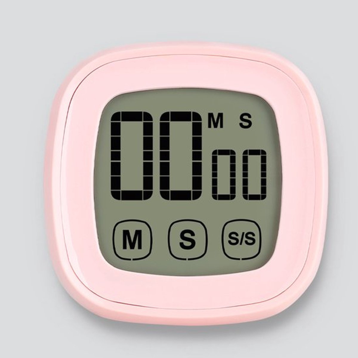 Digitale keukentimer, grote digitale touchscreen timer met luid alarm, magnetische achterkant, verstelbare standaard, geschikt voor koken, bakken en lezen (roze).