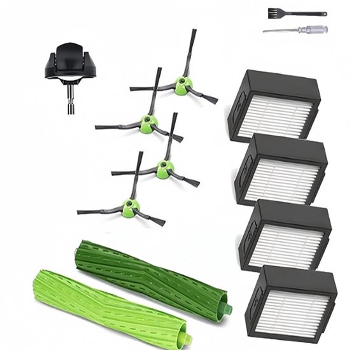 13-delige Accessoiresset - Geschikt voor iRobot Roomba J7 E5 E6 i7 - 2 Hoofdborstel, 4 Filters, 4 Zijborstels, 1 Voorwiel, 1 Reinigingsborstel, 1 Schroevendraaier - Reserveonderdelen