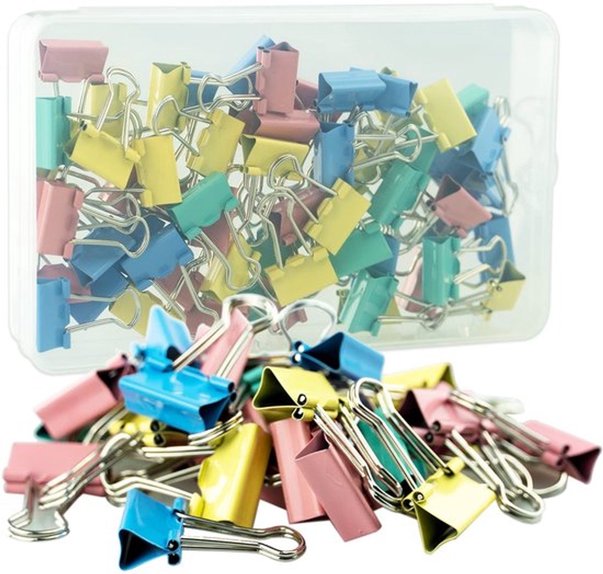 60 Stuks Kleine Binding Klemmen - Assortiment Kleur Metallic Vouwbare Clips voor Kantoor, School, Doe-Het-Zelf (60 Stuks, Kleine Maat - 19mm)