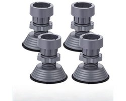 4 stuks Wasmachine Ondersteuning -Verstelbare Hoogte Anti-vibratie Wasmachine Voetkussens voor Wasmachine en Droger-Antislipmat kunststof schokabsorberende beugel-Wasmachine voeten verstelbare voet,grijs