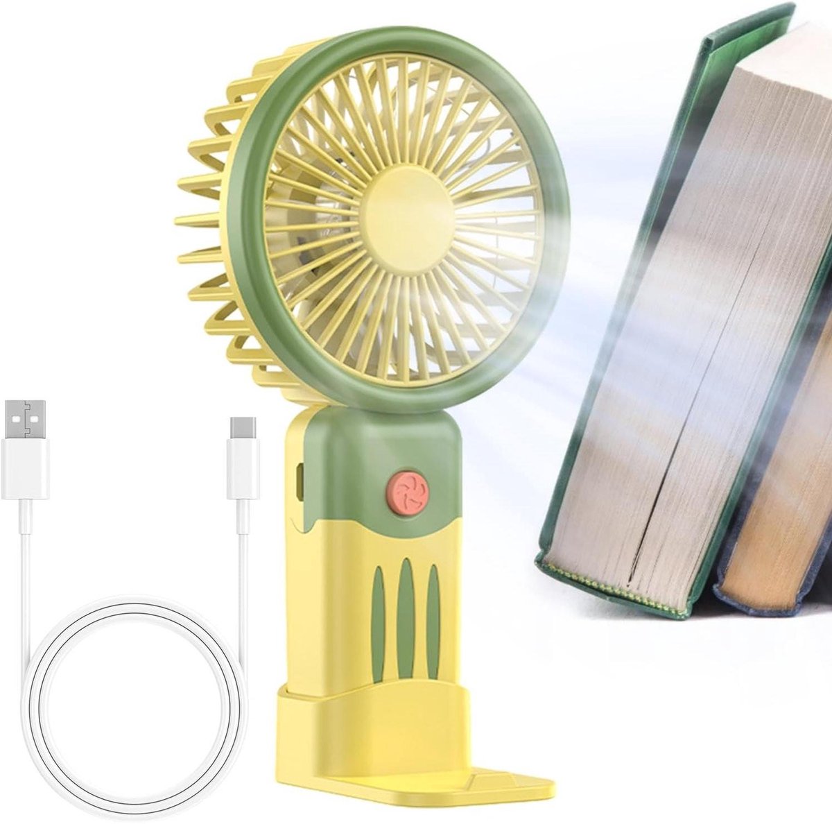Draagbare Ventilator - Persoonlijke Koeler - Persoonlijke Koeling - Oplaadbaar Via USB - 18.3 x 9 x 6.5 cm - Goud