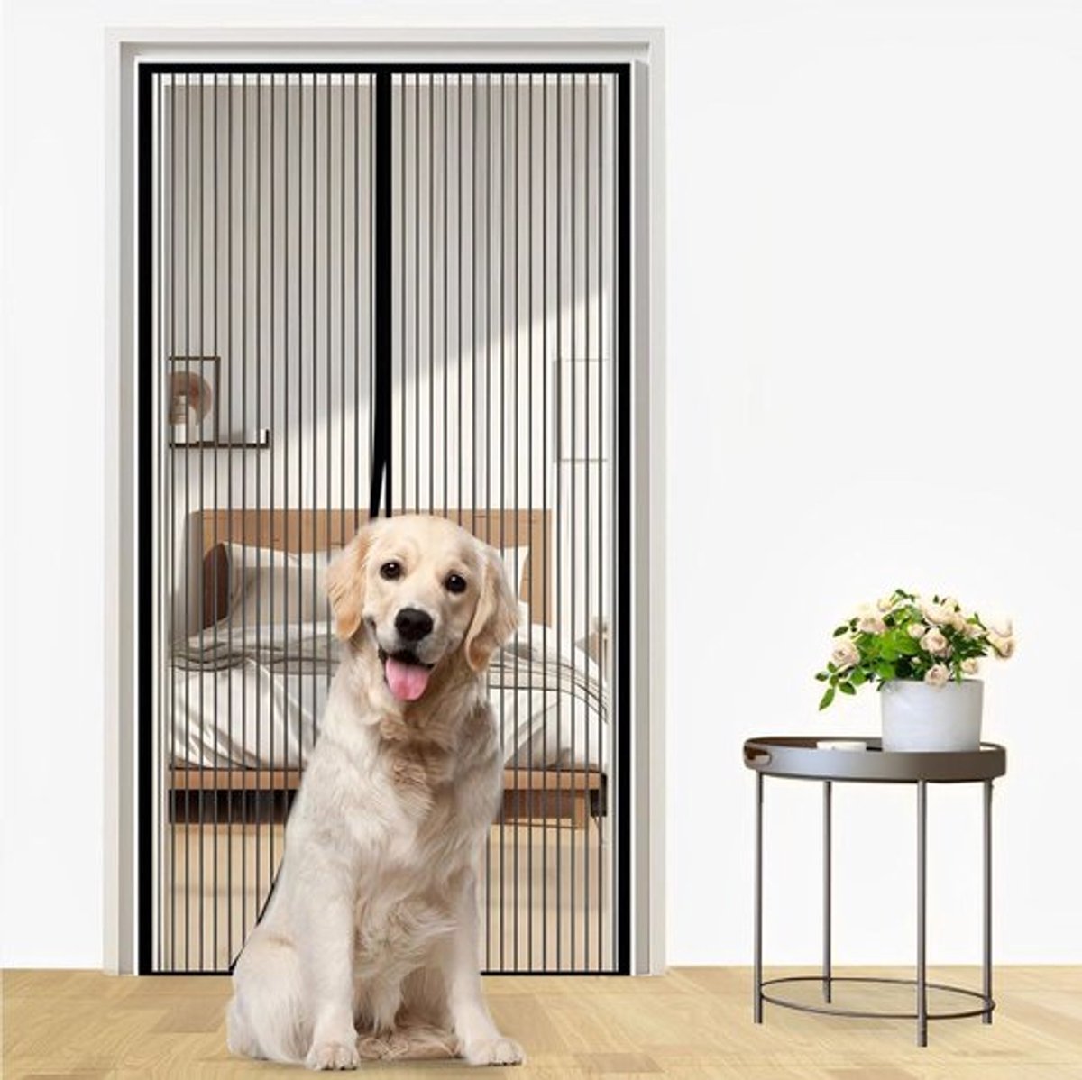 Magnetisch vliegengaas voor balkondeur - insectenbescherming - klittenbandmontage - balkondeur woonkamer kelderdeur terrasdeur - 90 x 220 cm